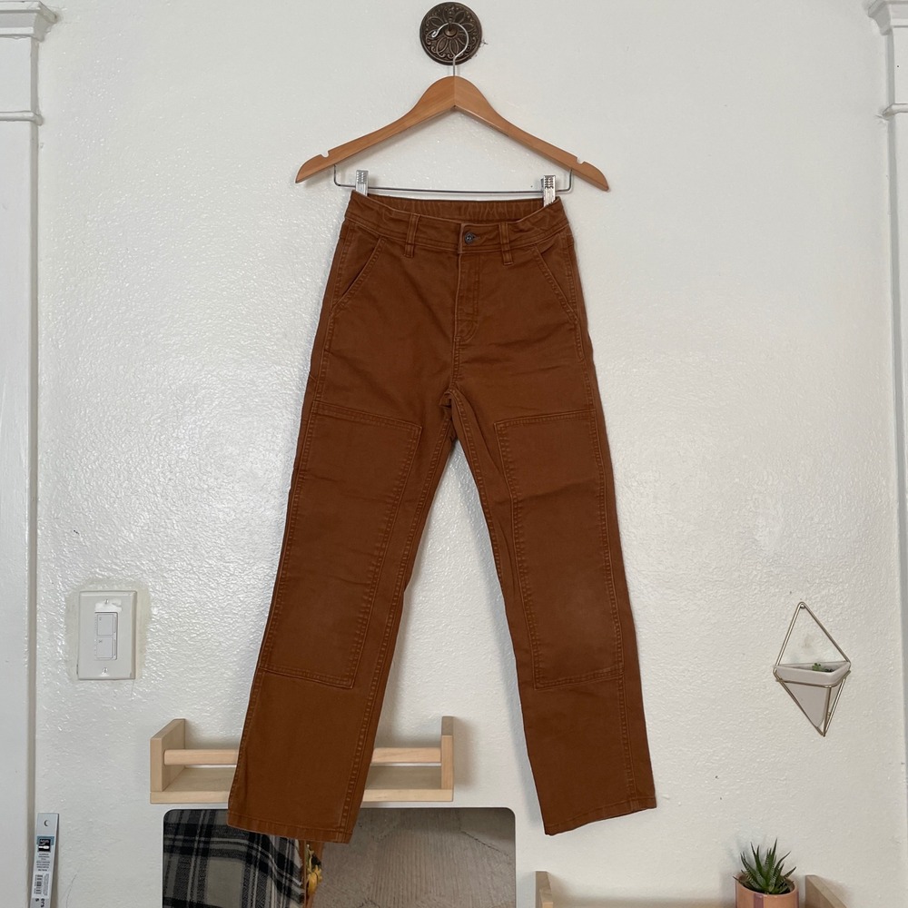 REI Co-op Kids Brown Canvas Double Knee Workwear Pants Size M 10-12 Utility